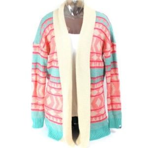 Roxy Tribal Print Open Cardigan Sweater Size Large